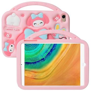 Imagem de Capa de desenho animado para Samsung Galaxy Tab A8 de 10,5 polegadas 2022, MONEHOYSY com suporte de silicone macio fofo [à prova de quedas, à prova de choque, antiderrapante] capa traseira com suporte