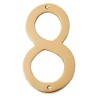 Imagem de Motif Collection Premium 10 cm polido latão acabamento casa número de porta, Number 8, Polished Brass