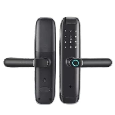 Imagem de Fechadura eletrônica de porta wi-fi com aplicativo remotamente/impressão digital biométrica/smart card/senha/desbloqueio de chave(6085(22x240),Black)