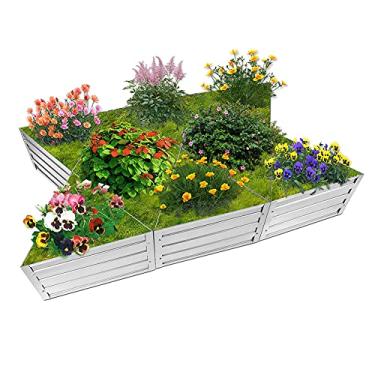 Imagem de Camas de jardim galvanizadas para bricolagem, pacote com 6, caixas de metal fáceis de fazer você mesmo para cultivar frutas e vegetais e raiz, flores