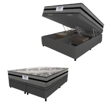 Imagem de Cama Box Baú Casal Queen Colchão Gazin Com Molas Ensacadas Rubi 158x19