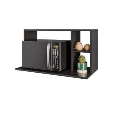 Imagem de Suporte Microondas com 2 Nichos em MDP Suspenso Zain 80cm M12 - D'Ross