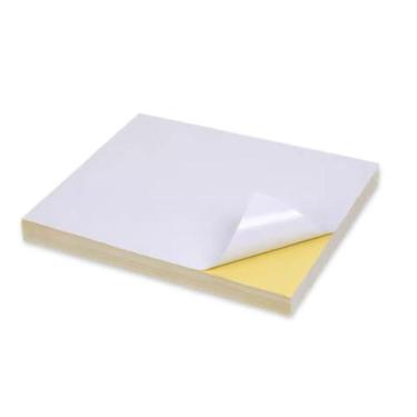 Imagem de Folhas A4 Papel Adesivo Branco Kit 100 folhas Autoadesivas 115Gramatur