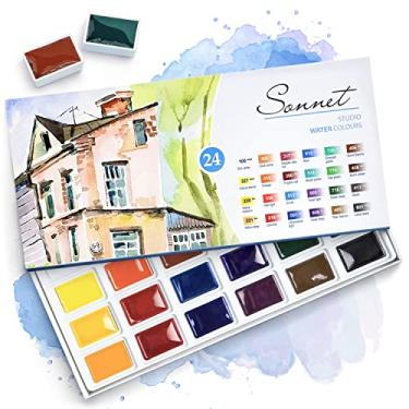 Imagem de Aquarela Nevskaya Palitra Sonnet Pastilha 24 Cores 2,5ml