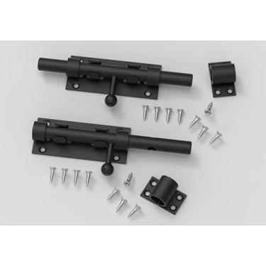 Imagem de Fechadura de porta de entrada sem chave, trava de metal de segurança para porta, travas deslizantes resistentes para portas externas com ferragem de orifício de cadeado para cercas de madeira e portas