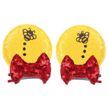Imagem de CLGIFT Minnie Ear Tiara para bebês com presilha de cabelo de urso amarelo