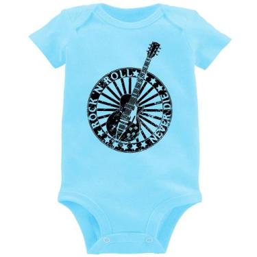 Imagem de Body Bebê Rock n Roll Never Die Guitarra - Foca na Moda, Azul bebê, M