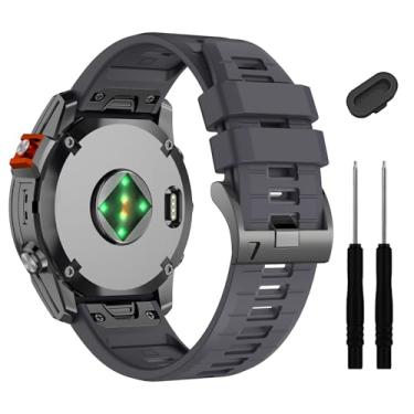 Imagem de Pulseira de relógio Garmin Fenix E/Fenix8 AMOLED de 47 mm/Fenix 7/7 Pro/6/6 Pro/5/5 Plus, pulseiras de silicone macias de ajuste rápido para smartwatch Forerunner 965 955/Approach S70 47 mm/Instinct