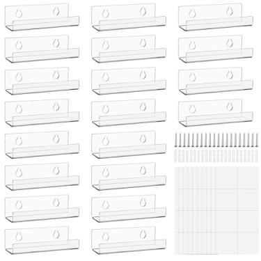 Imagem de Pacote com 20 prateleiras de disco de vinil, suporte de parede, suporte de disco de vinil acrílico de 10 cm, prateleiras de vinil transparente para álbum, suporte de parede flutuante para exibição de