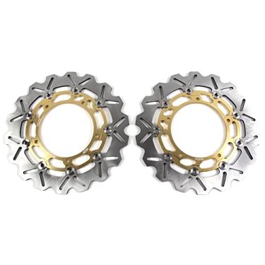Imagem de 1 par de discos de freio dianteiros flutuantes compatíveis com Yamaha MXT850 NIKEN 2018-2020, XSR 900 ABS 2016-2021, MT09 2021, XV1700PC ROAD STAR WARRIOR 2008-2014, XV1900 RAIDER 2000 08-2020 17,