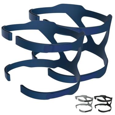 Imagem de Hersvin Arnês Cpap Universal, Tiras de Cabeça de Reposição Compatíveis com A Maioria Das Máscaras Nasais e Faciais de Apnéia do Sono Da Respironics, Resmed, Resmart (Azul)