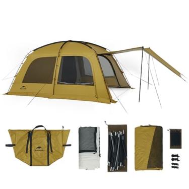 Imagem de Barraca de acampamento Naturehike para 4 a 6 pessoas, barraca de proteção solar UPF50+ com área de uso estendida de 14 m², tenda impermeável PU2000 mm + com abertura de chaminé à prova de fogo para