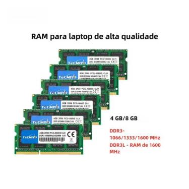 Imagem de Memória RAM DDR3/DDR3L para Laptop - 4GB e 8GB (1066MHz, 1333MHz, 1600