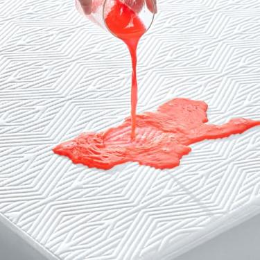 Imagem de Protetor de colchão Queen 100% jacquard premium, sem ruído, antiderrapante, respirável, rayon de bambu, acolchoado, lençol de colchão, bolso profundo de 20 a 53 cm