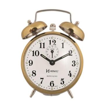 Imagem de Relógio Despertador Antigo Cordas Cromado Herweg 2370