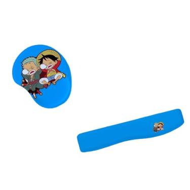 Imagem de Kit Mouse Pad E Apoio Teclado Ergonômico Espadachim E Aventura Azul