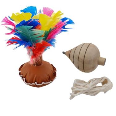 Imagem de Brincadeiras Tradicionais - 1 Peteca e 1 Pião de Cela