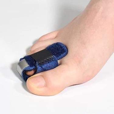 Imagem de 1 pçs dedo do pé tala alisador para martelo dedo do pé corretor torto dedo do pé garra estabilizador suporte cinta envoltório alívio da dor, azul direito, s