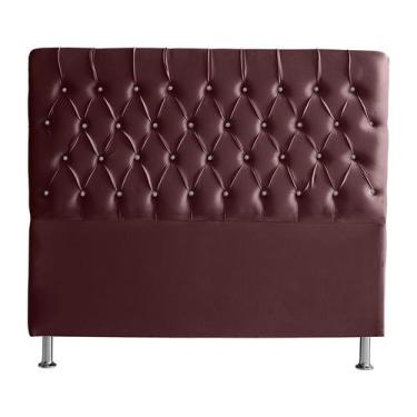 Imagem de Cabeceira De Cama Box Bella Casal 140 cm Suede Botão Cristal Vinho Bor