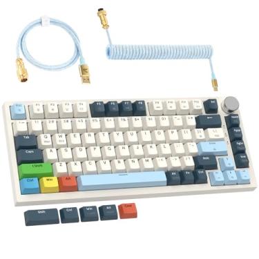 Imagem de ATTACK SHARK K85 Teclado para jogos Rapid Trigger com cabo espiral, teclado mecânico com fio de 82 teclas, ponto de atuação do interruptor magnético ajustável