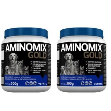 Imagem de Aminomix Gold 500g Suplemento Cães Gatos 2 unidades - Vetnil