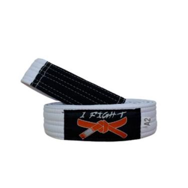 Imagem de Faixa Kimono Judô Jiu-Jitsu Ponta Preta Infantil - 1 Fit, M2, Branco