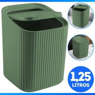 Imagem de Lixeira 1,25 Litros Pia Cozinha Tampa Bancada Banheiro Lavabo Moderno 