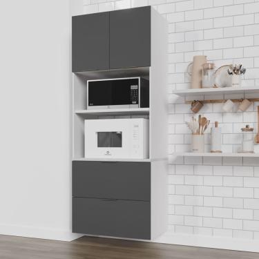 Imagem de Torre Quente 2 Nichos Forno e Microondas sem Rodapé Puxador 150cm Ipanema Cabecasa Madeiramadeira