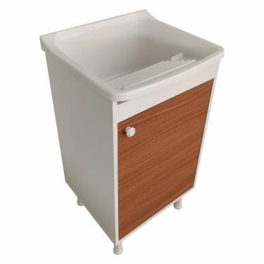 Imagem de Tanque De Lavanderia Com Gabinete 100% mdf + Sifão + Válvula Madeirado