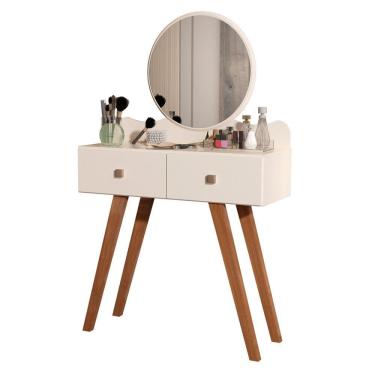 Imagem de Penteadeira Bancada Retrô 2 Gavetas Condessa Com Espelho offwhite