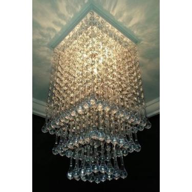 Imagem de Lustre para Sala Plafon Cristal Acrílico Viena Luminária para Escada Decorar Hall 19x38cm Iluminação Residencial de Qualidade Extrema - Viena