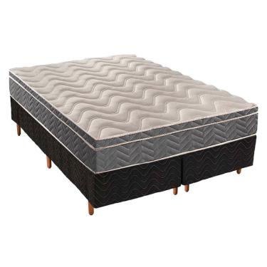 Imagem de Cama Box Queen: Colchão Ortopédico Paropas D45/EP Anatômico Confort Mega Firme + Base crc Fantasy Black(158x198)