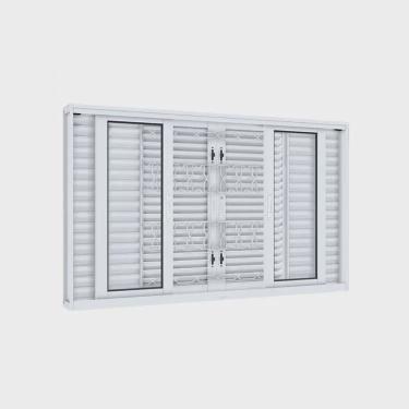 Imagem de Janela Veneziana de Correr Central Flex 6 Folhas com Grade Mosaico Facilitá 120cmx150cm Lucasa