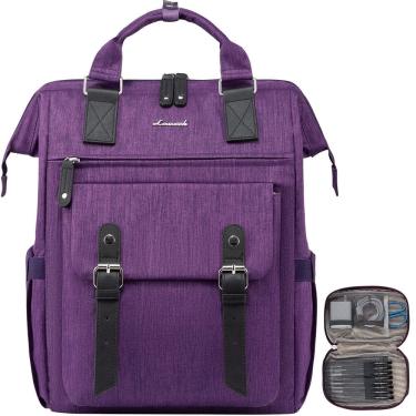 Imagem de Mochila para laptop LOVEVOOK 15,6" para mulheres com porta USB roxa