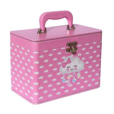 Imagem de Maleta Box 10x15 600 fotos 6 Álbuns Fotográficos nuvem rosa Chuva de Amor Bençãos Bebê