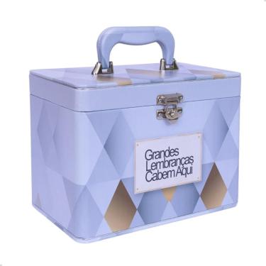 Imagem de Maleta Box 10x15 600 fotos 6 Álbuns Fotográficos grandes lembranças Cinza Prata