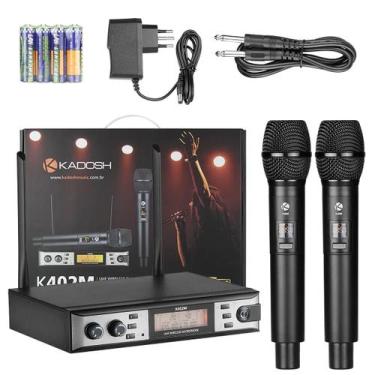 Imagem de Microfone sem Fio Kadosh K402M, UHF, Duplo, pilha AA 