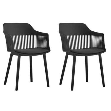Imagem de Kit 02 Cadeiras Marcela Preta Sala Cozinha Jantar Preto - B.Hoff Mobil