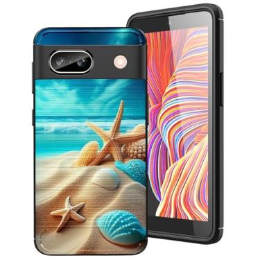 Imagem de DHEEBFWE Capa para celular Google Pixel 8a 5G com textura escovada, ultrafina e macia projetada para Google Pixel 8a 5G 6,1 polegadas, estrela do mar concha de praia