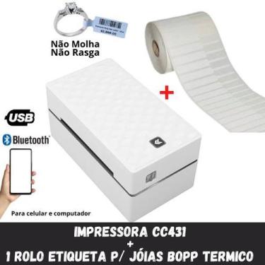 Imagem de 1 Impressora Térmica USB e BLUETOOTH E 1 Rolo Etiqueta 92x11 Para Joia
