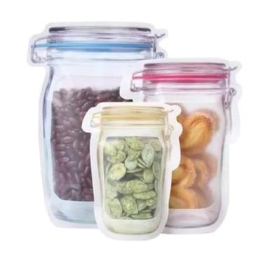 Imagem de Kit 3 Sacos Porta Alimento Reutilizável com Lacre Hermético - 100ml/400ml/800ml