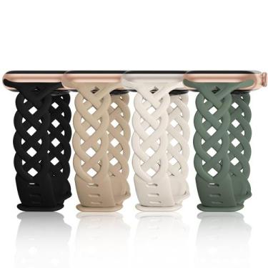 Imagem de Pulseira Apple Watch IWABCertoo Slim de silicone, pacote com 4, 38 mm/
