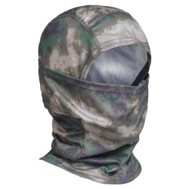 Imagem de XY3545HS Máscara facial camuflada balaclava para homens e mulheres - caça, esqui, motocicleta à prova de vento, proteção UV e treinamento militar, Camuflagem verde, One Size-Medium