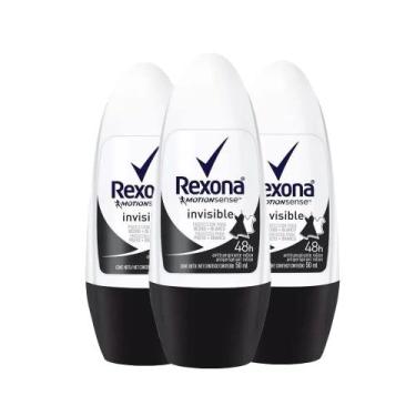 Imagem de Kit Desodorante Roll On Rexona Invisible Feminino 50ml - 3 Unidades, 3