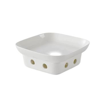 Imagem de Prato quadrado de cerâmica doméstico - placa quadrada grande de 28 cm + base