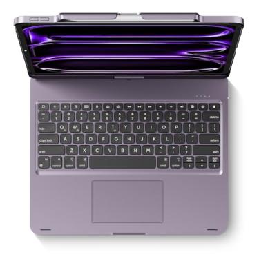 Imagem de edaiser Capa Com Teclado Giratório Para Apple Ipad Air 13 Polegadas (M3-M2) 2025, Ipad Pro 13 Polegadas M4 2024, Ipad Pro 12,9 Polegadas (6ª-3ª Geração); Capa Giratória Com Suporte Para Lápis, Trac