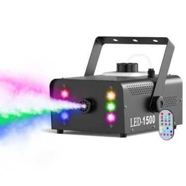Imagem de Oloaxolx Máquina De Fumaça Com 6 Luzes Led Rgb, Máquina De Fumaça Com Controle Remoto Sem Fio De 1500 W Para Festa De Palco, Halloween, Natal, Dj, Performance, Casamento