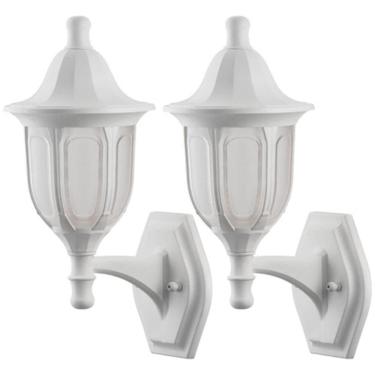 Imagem de 2 Arandelas Externas Modenas Brancas de Parede Clássicas 38cm Casas Jardim Dital