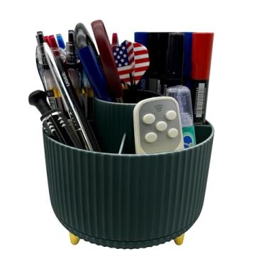 Imagem de LiteTour Organizador de mesa giratório de 360°, armazenamento com vários compartimentos para material de escritório, artigos de papelaria, pincéis de maquiagem e cuidados com a pele, organizador