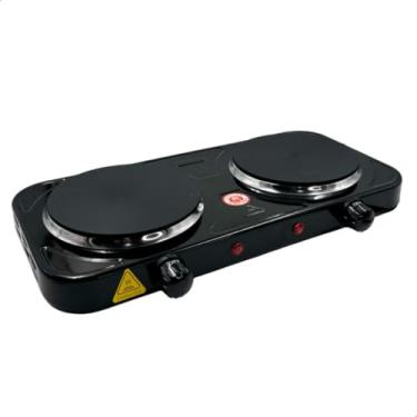 Imagem de Fogão Elétrico Portátil 2 Bocas Cooktop de Mesa Inox com Controle de Temperatura 1000W/2000W(Fogão 2 Boca Preto 110v)